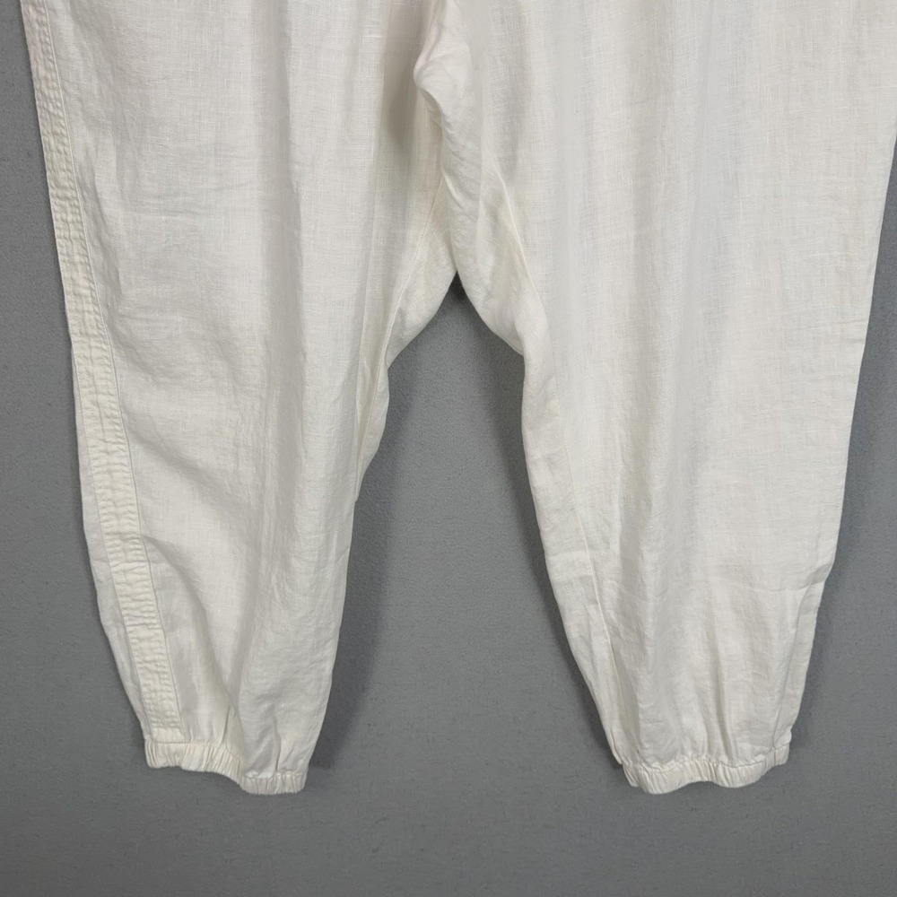 Athleta Pants Womens 22 White Cabo Linen Jogger Pockets Summer Resort Beach - Picture 4 of 16